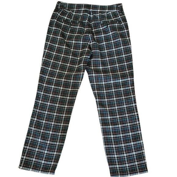 Ladies Size 6 Trouser Pants Green Plaid Stretch Slacks American Eagle Outfitters - Picture 2 of 4